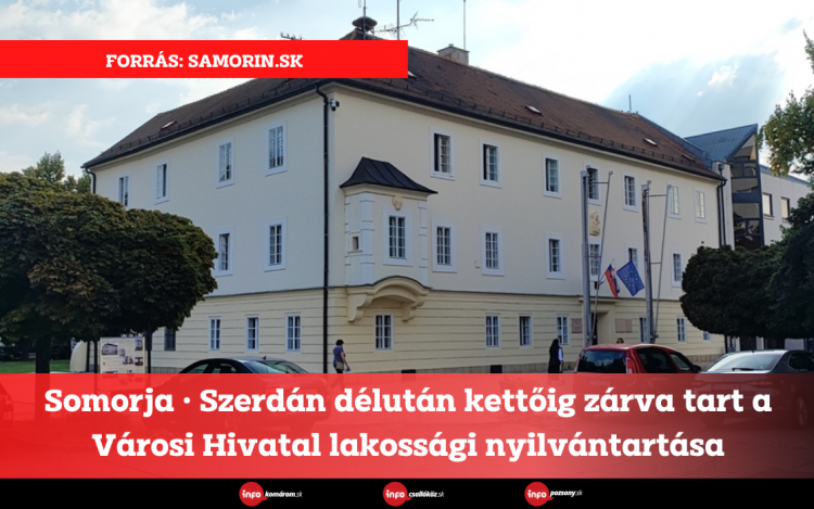 Somorja • Szerdán délután kettőig zárva tart a Városi Hivatal lakossági nyilvántartása